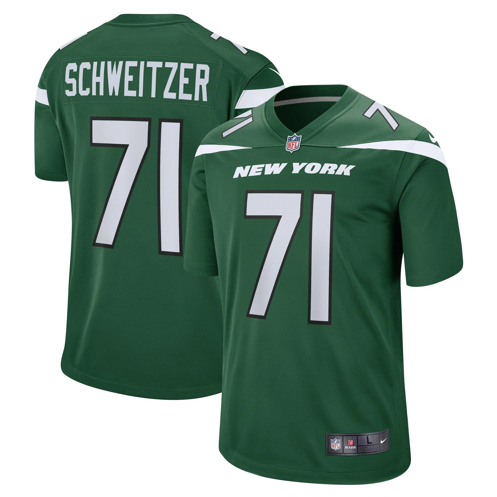 Wes Schweitzer New York Jets  Game Jersey - Green