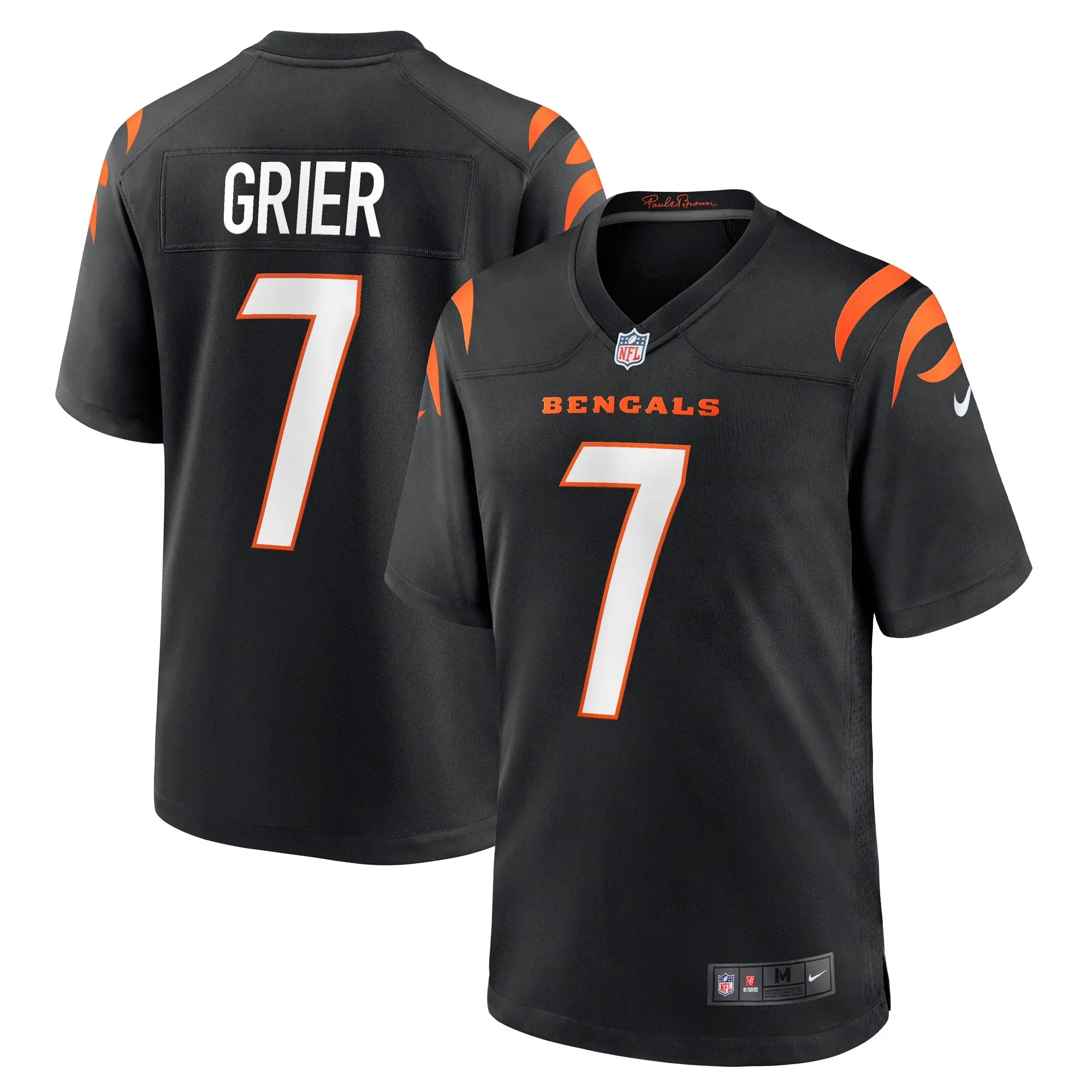 Will Grier Cincinnati Bengals  Team Game Jersey -  Black