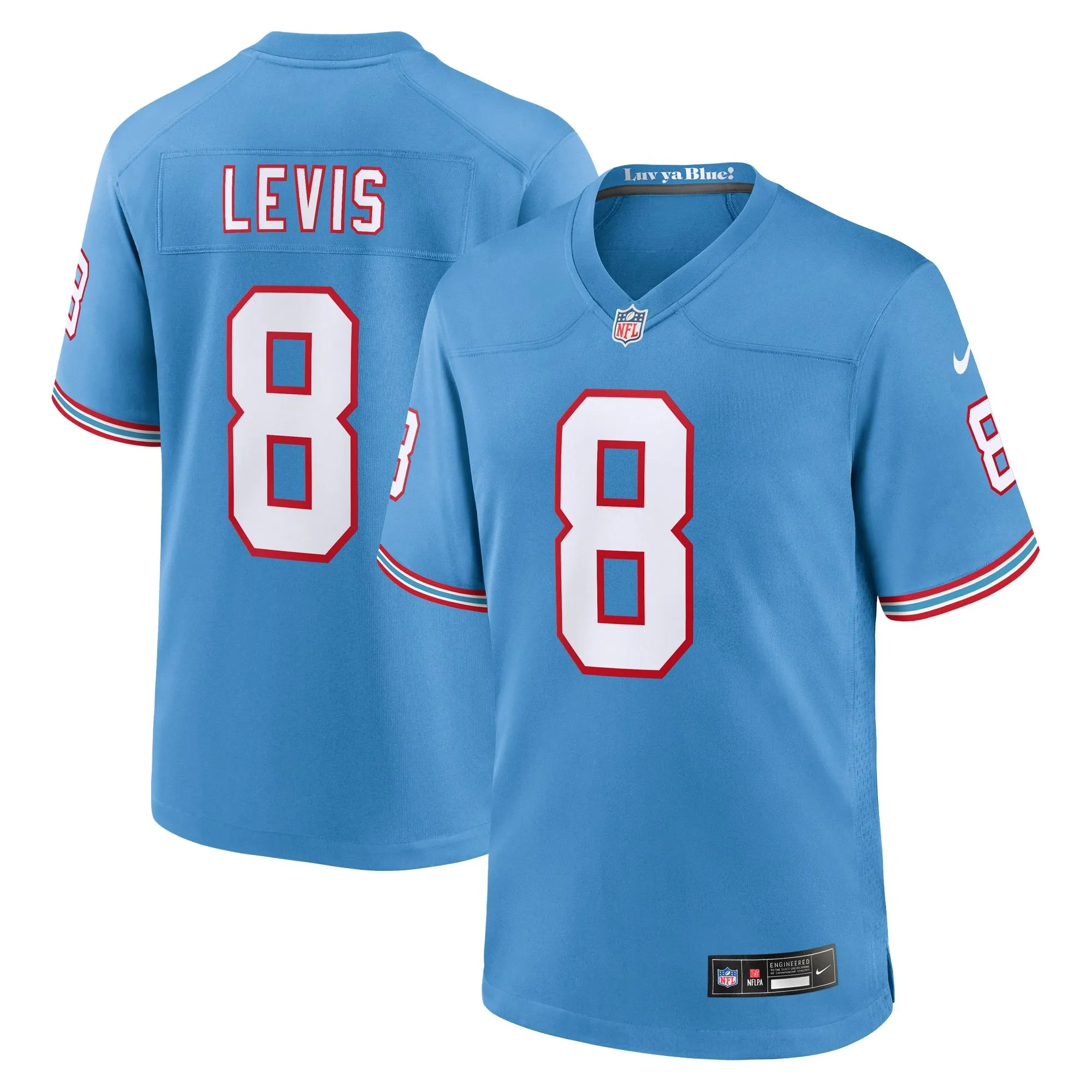 Will Levis Tennessee Titans  Oilers Throwback Player Game Jersey - Light Blue