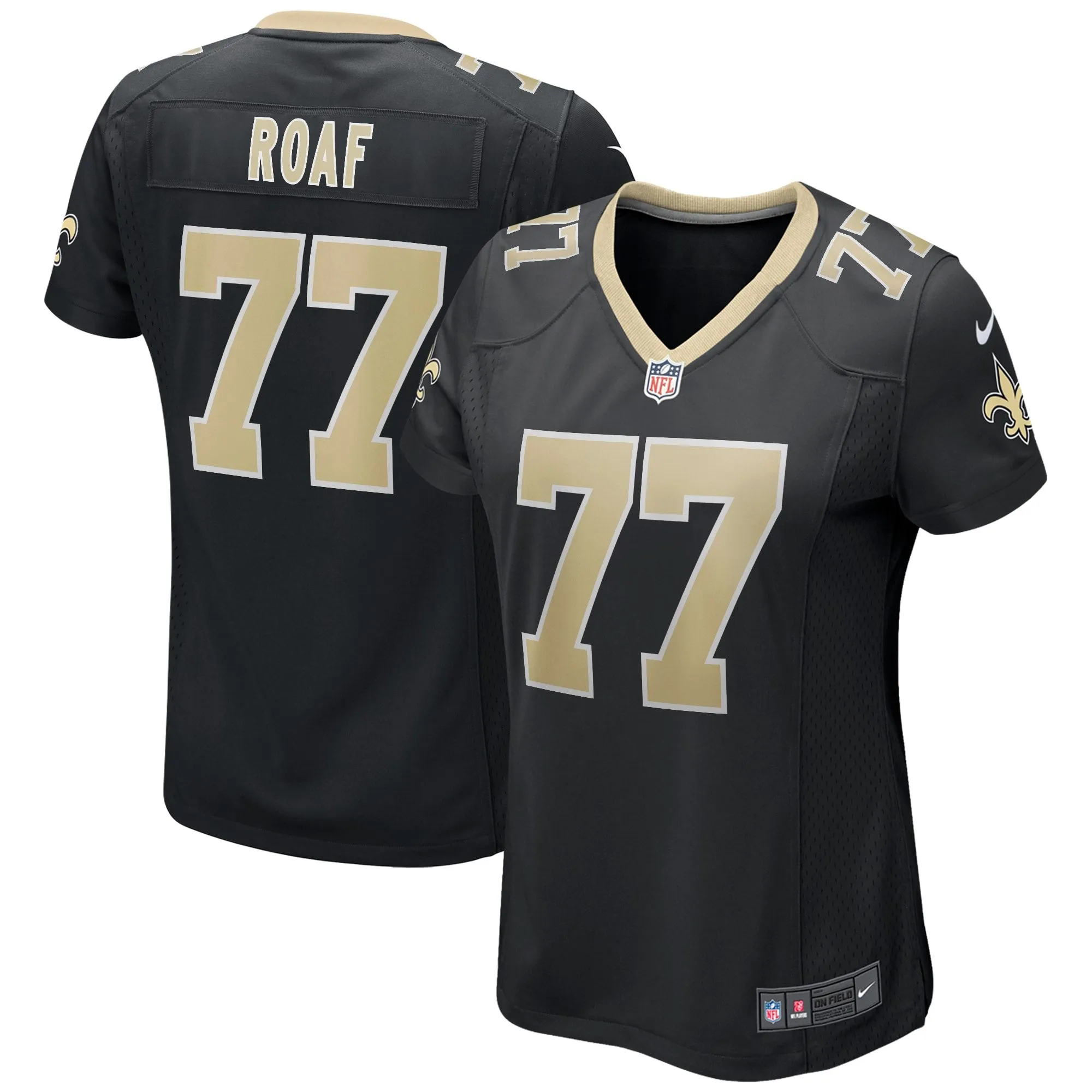 Willie Roaf New Orleans Saints  Women's Game Retired Player Jersey - Black