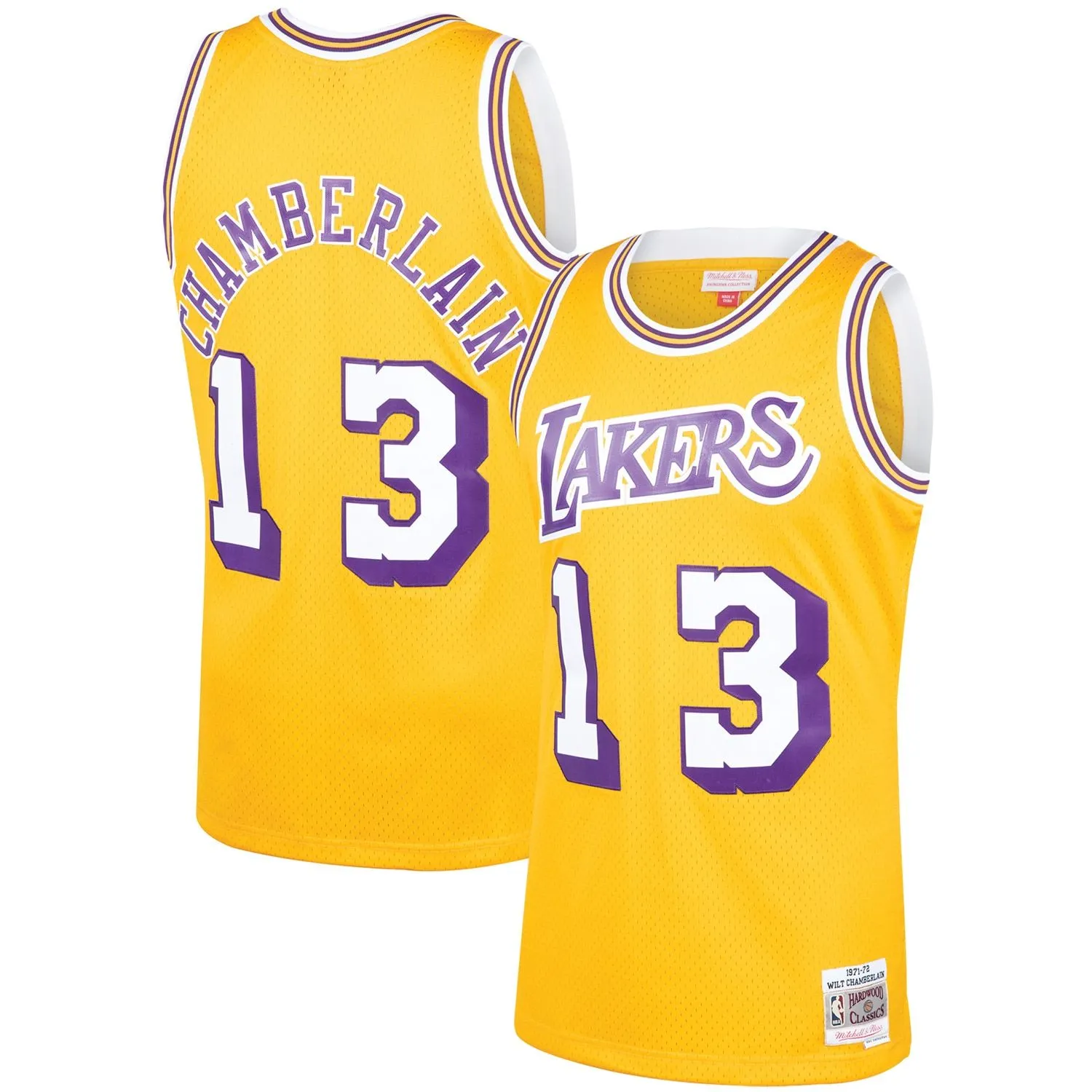 Wilt Chamberlain Los Angeles Lakers Mitchell & Ness 1971/72 Hardwood Classics Swingman Jersey - Gold