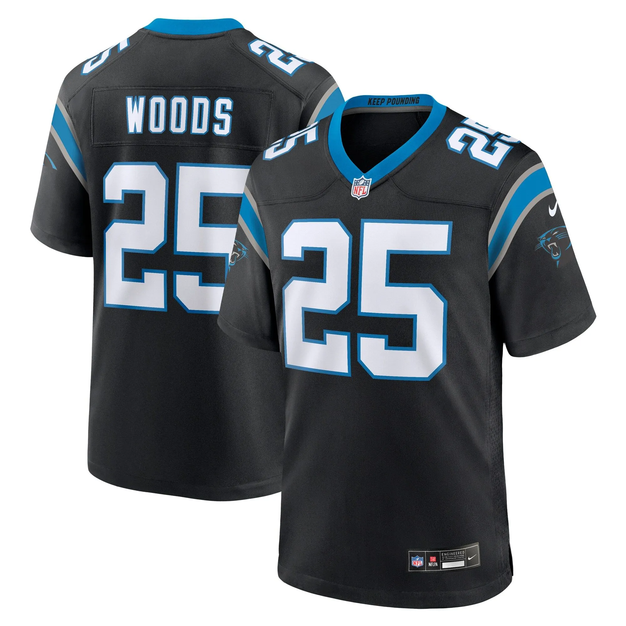 Xavier Woods Carolina Panthers  Team Game Jersey - Black