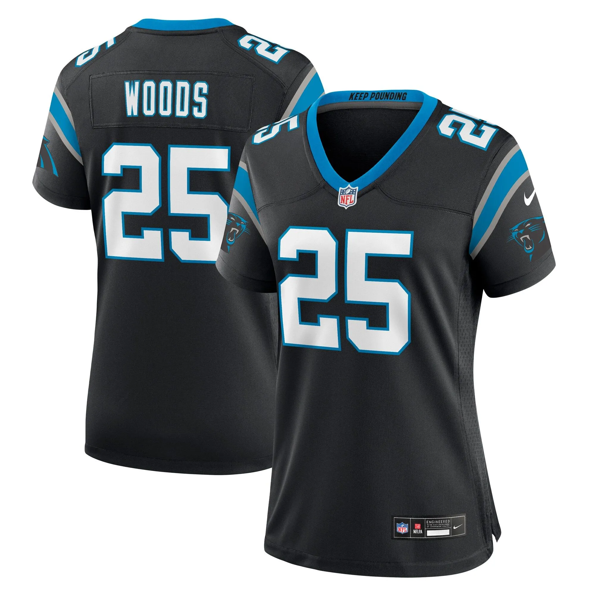 Xavier Woods Carolina Panthers  Women's Team Game Jersey - Black