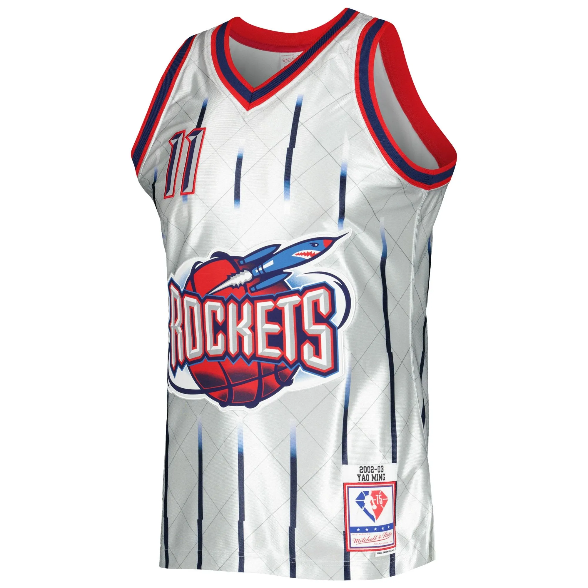 Yao Ming Houston Rockets Mitchell & Ness 2002/03 Hardwood Classics 75th Anniversary Swingman Jersey - Platinum