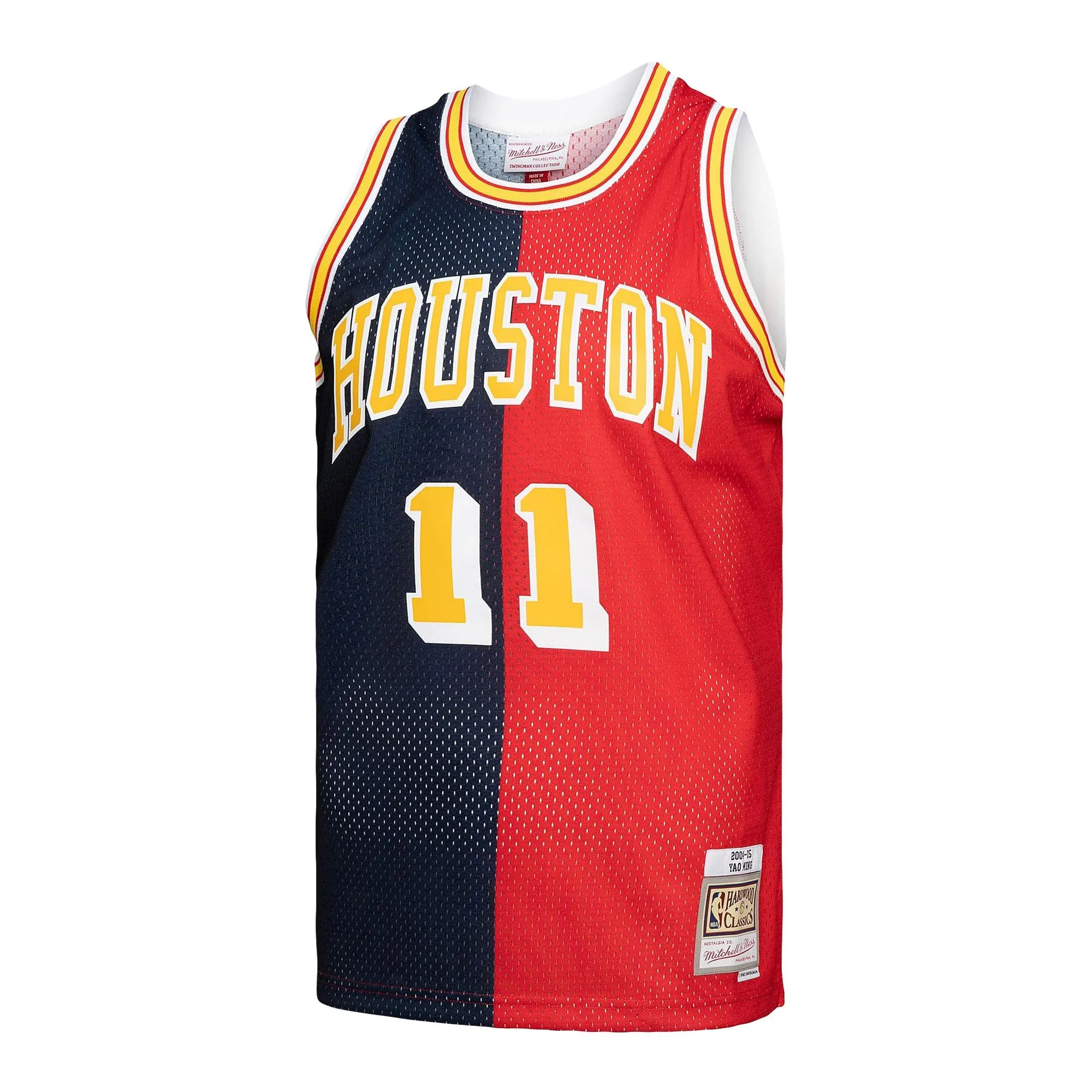 Yao Ming Houston Rockets Mitchell & Ness Hardwood Classics 2004/05 Split Swingman Jersey - Navy/Red