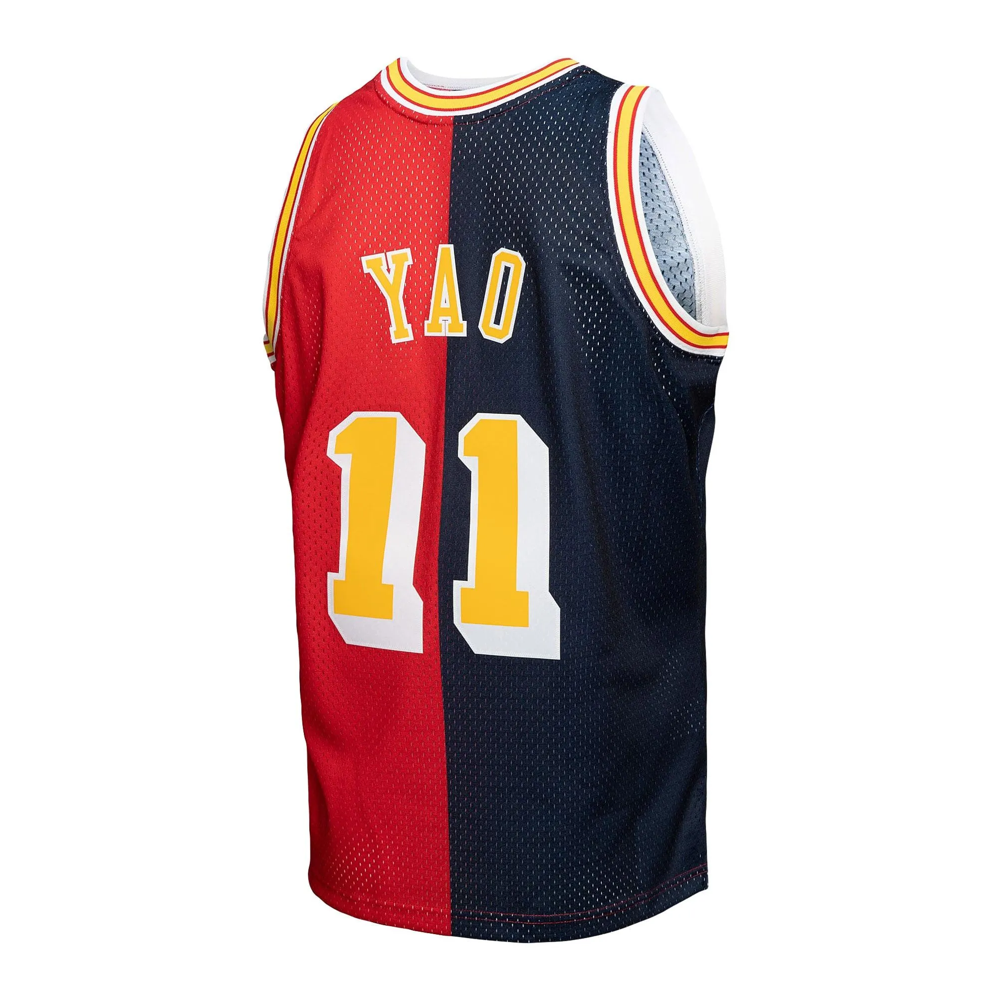 Yao Ming Houston Rockets Mitchell & Ness Hardwood Classics 2004/05 Split Swingman Jersey - Navy/Red