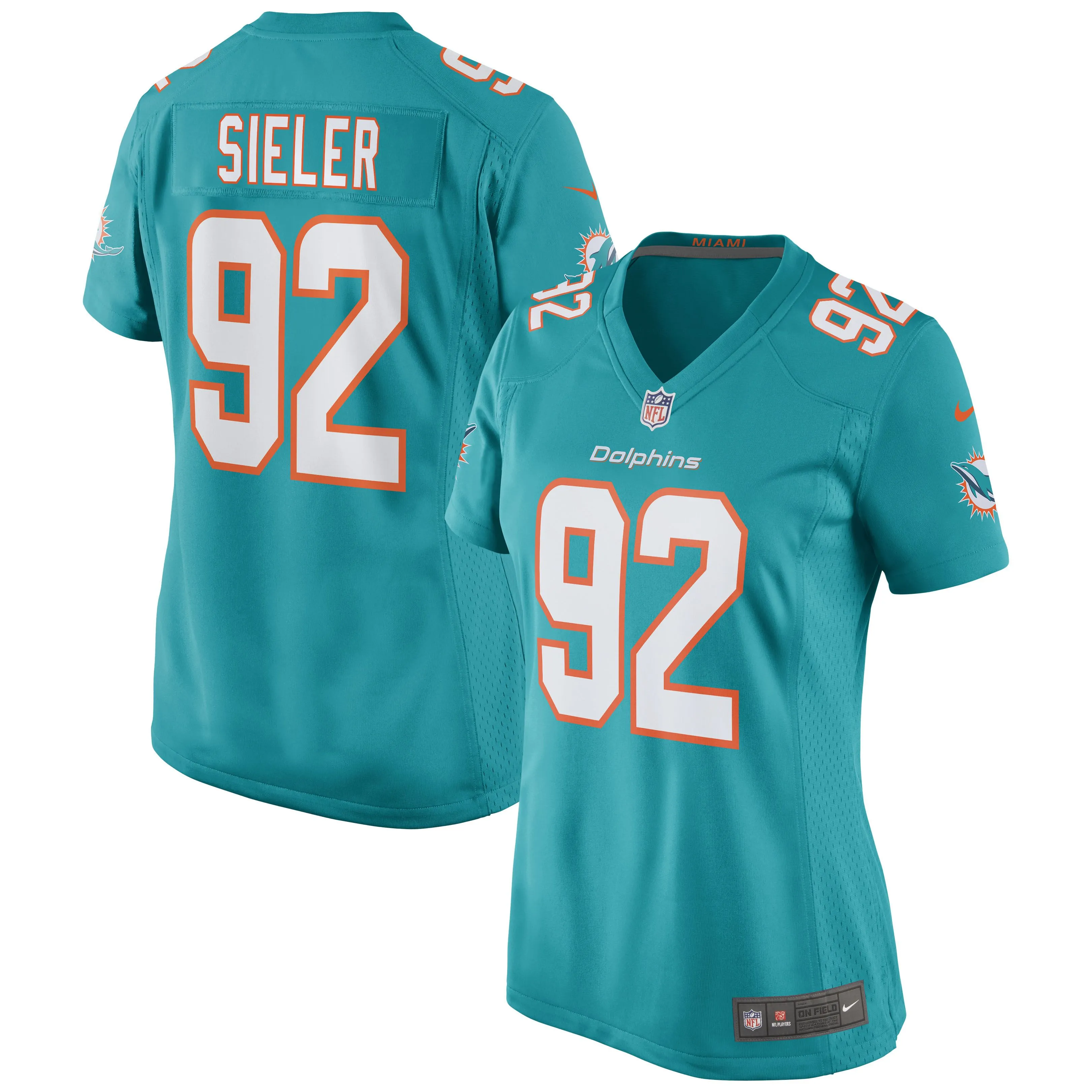 Zach Sieler Miami Dolphins  Women's Game Jersey - Aqua