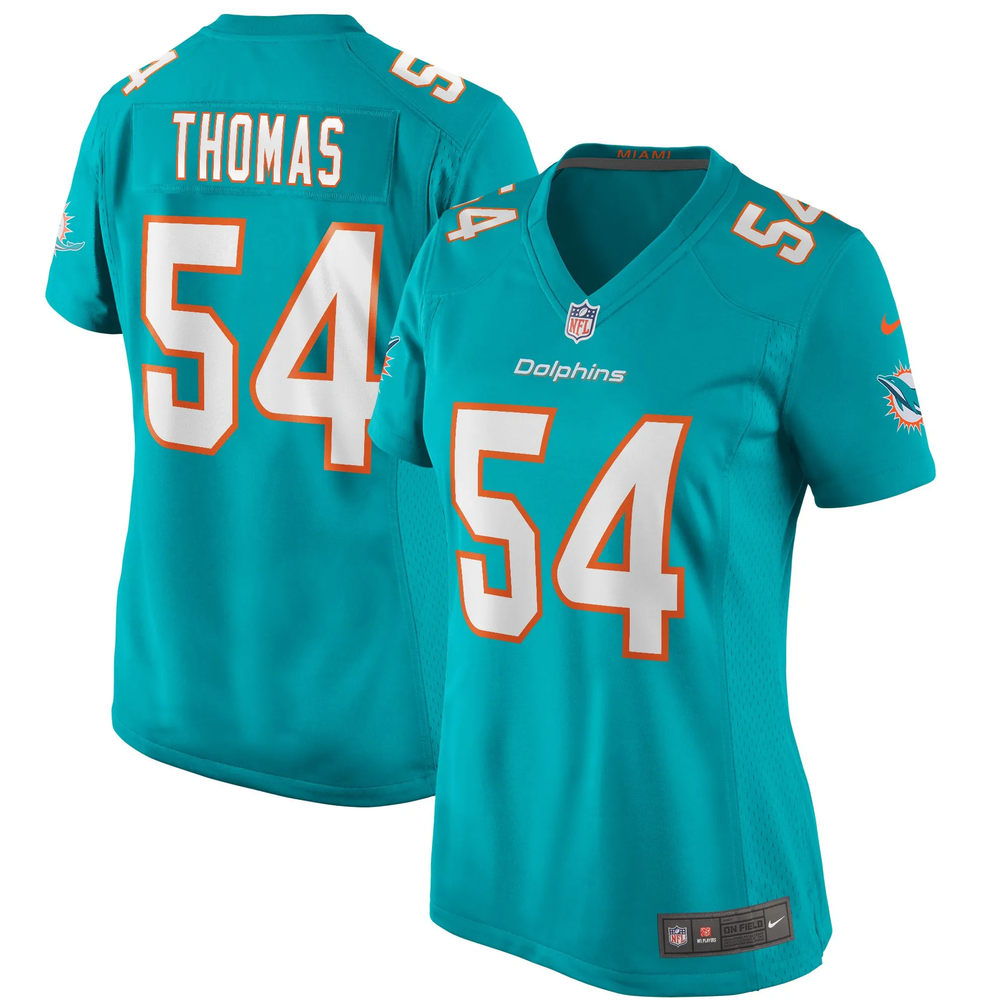 Zach Thomas Miami Dolphins  Women's Game Retired Player Jersey - Aqua