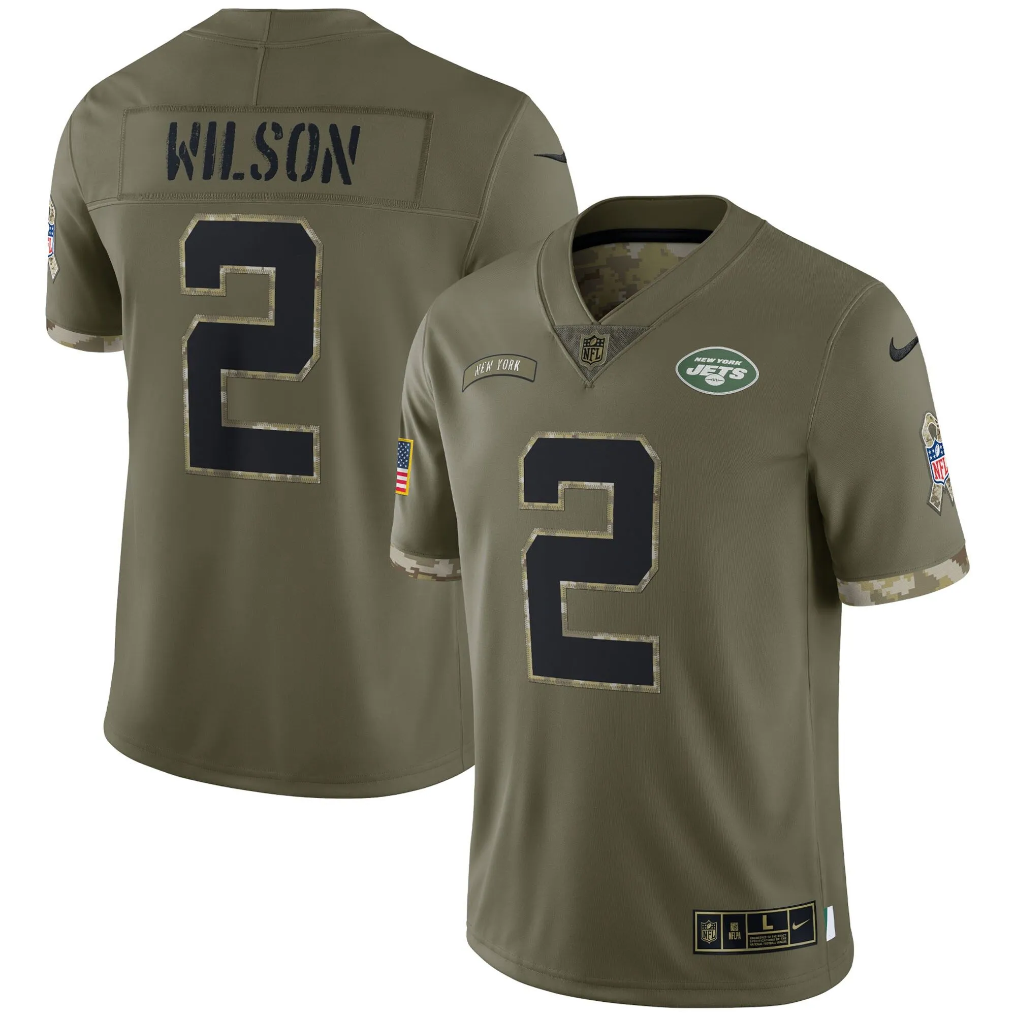 Zach Wilson New York Jets  2022 Salute To Service Limited Jersey - Olive