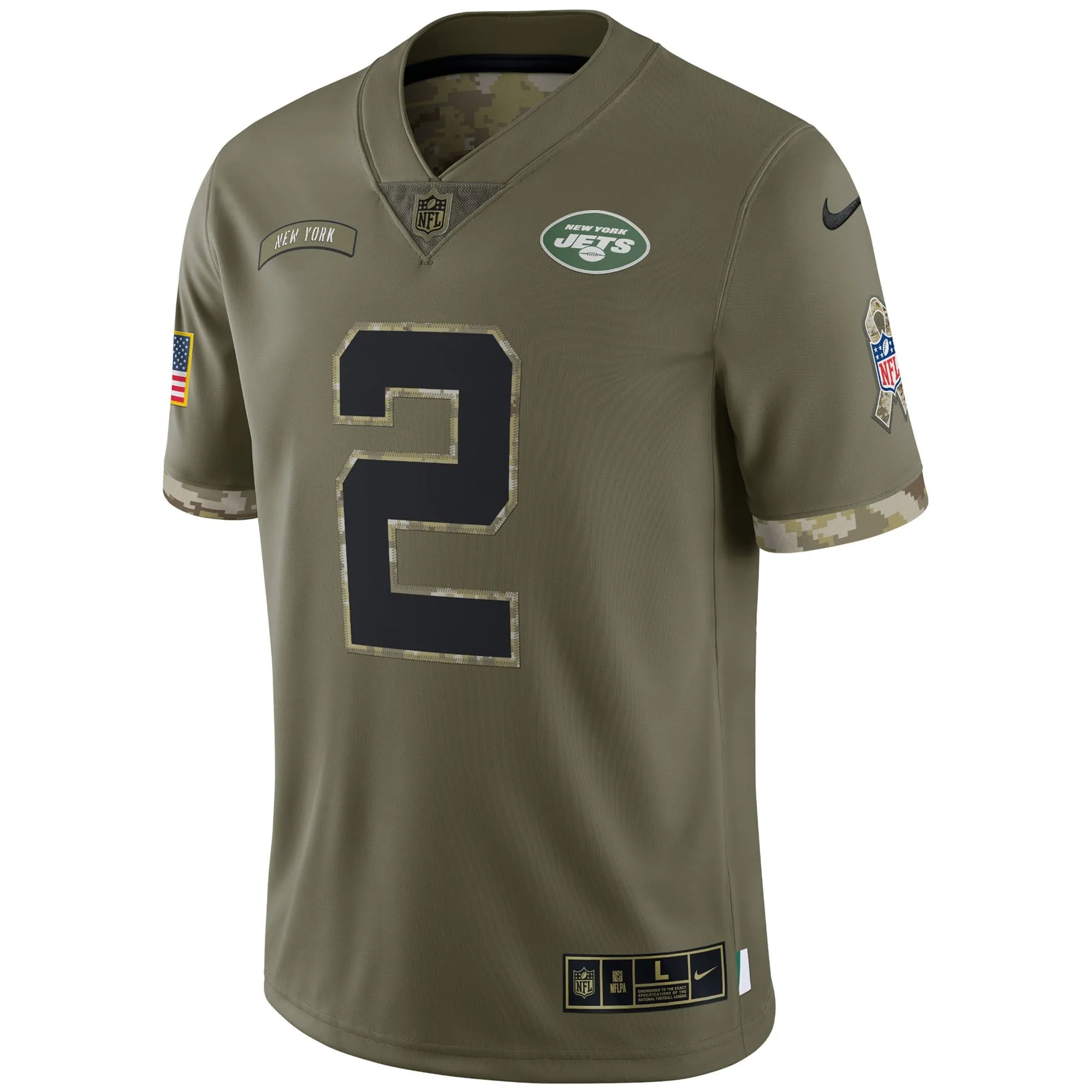 Zach Wilson New York Jets  2022 Salute To Service Limited Jersey - Olive