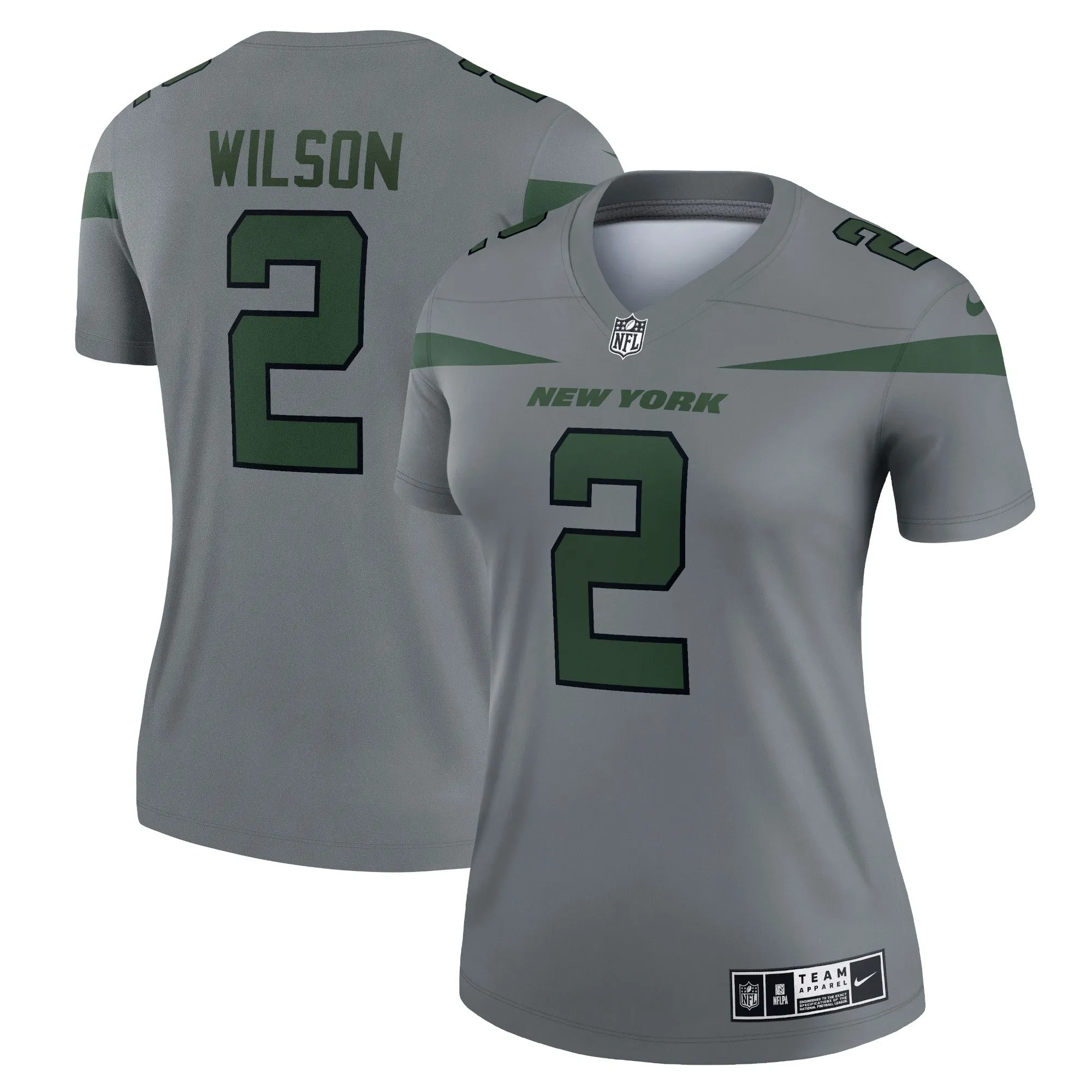 Zach Wilson New York Jets  Women's Inverted Legend Jersey - Gray