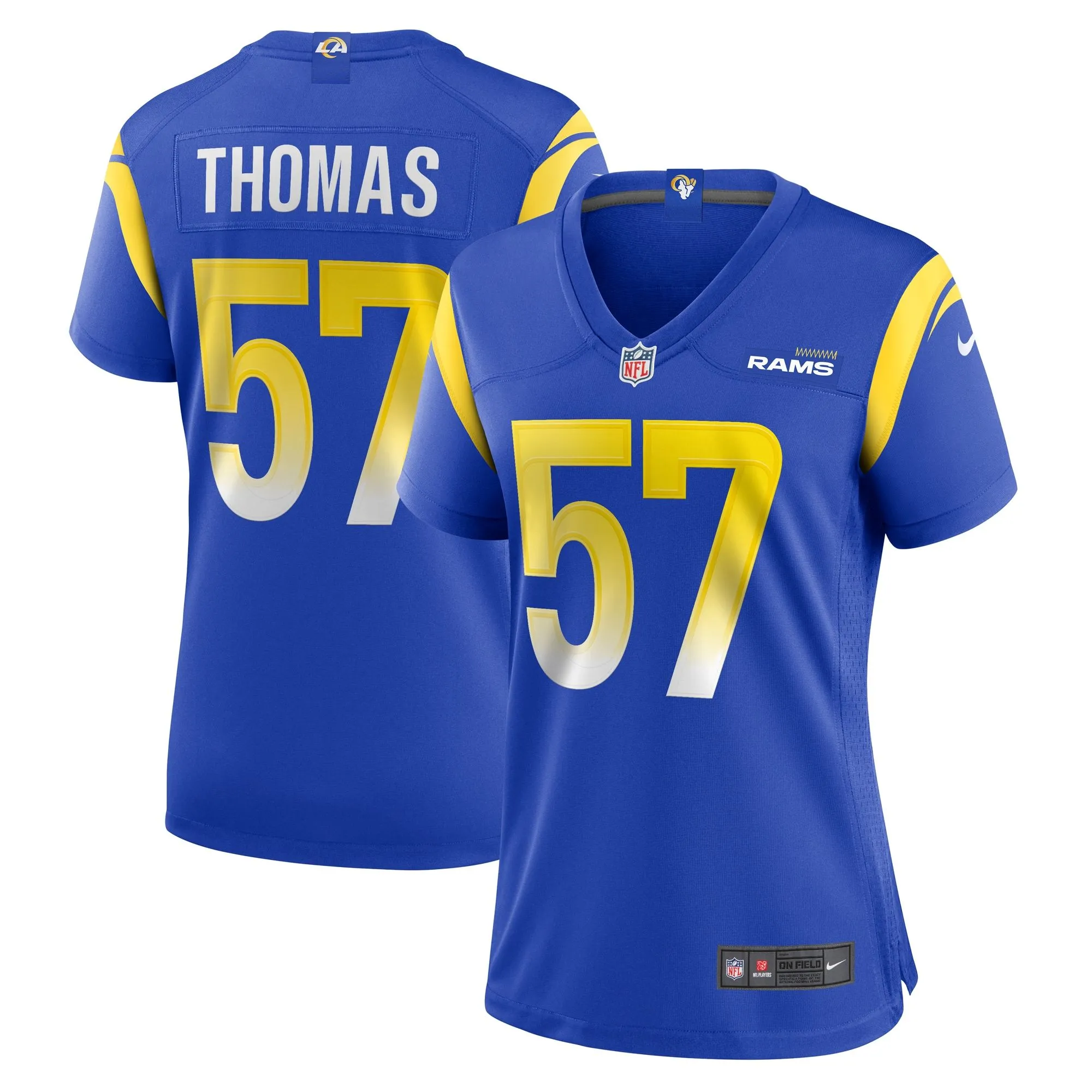 Zachary Thomas Los Angeles Rams  Women's Team Game Jersey -  Royal