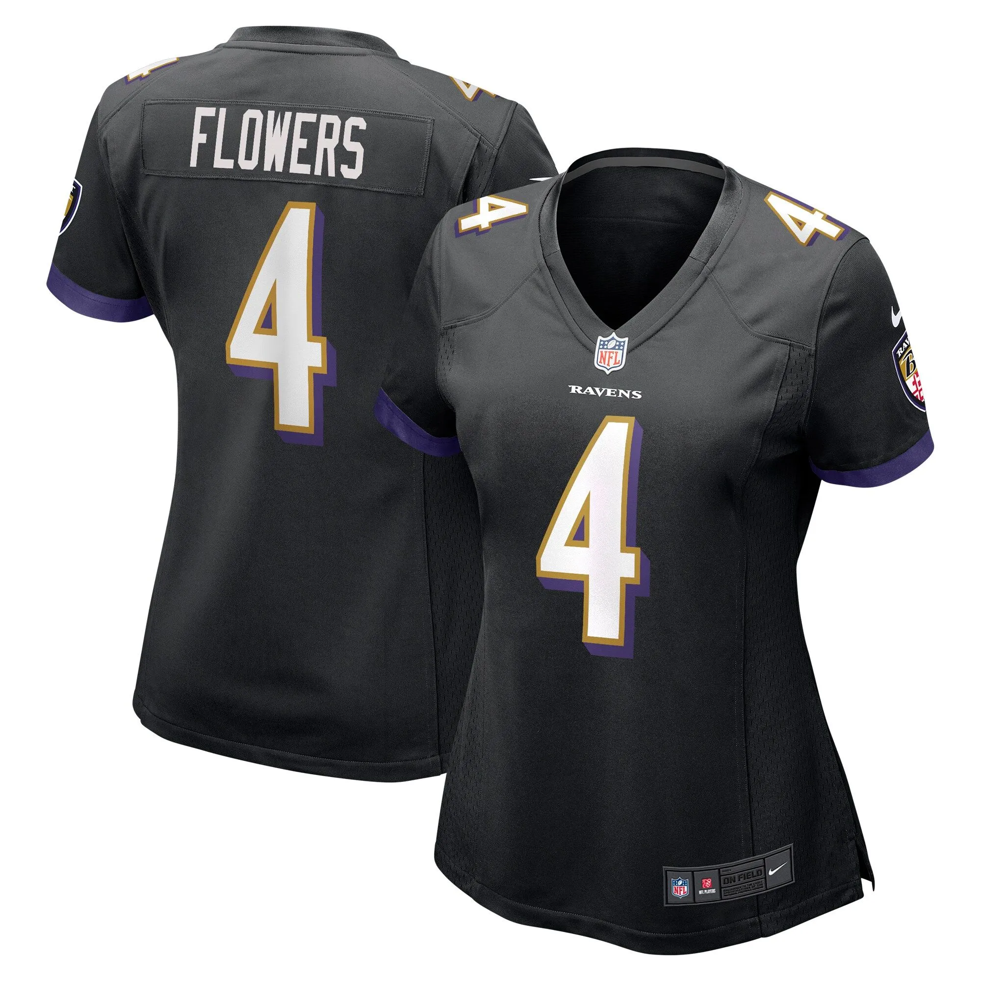 Zay Flowers Baltimore Ravens  Women's Team Game Jersey - Black