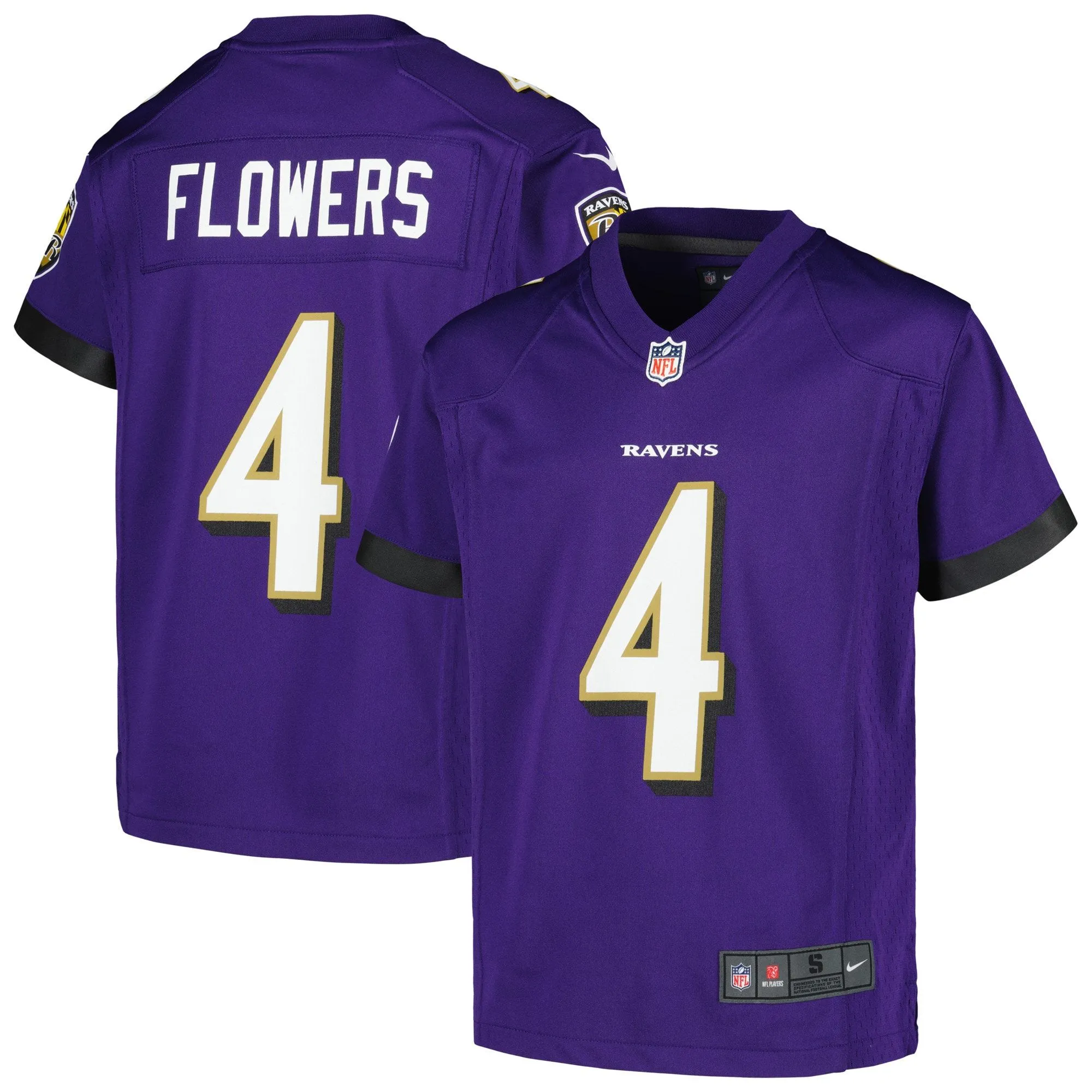 Zay Flowers Baltimore Ravens  Youth Game Jersey - Purple