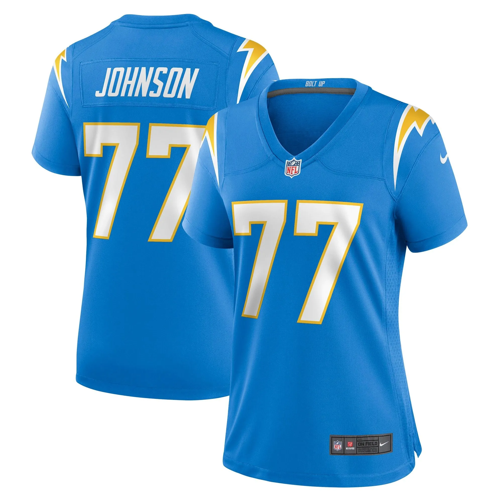 Zion Johnson Los Angeles Chargers  Women's Player Game Jersey - Powder Blue