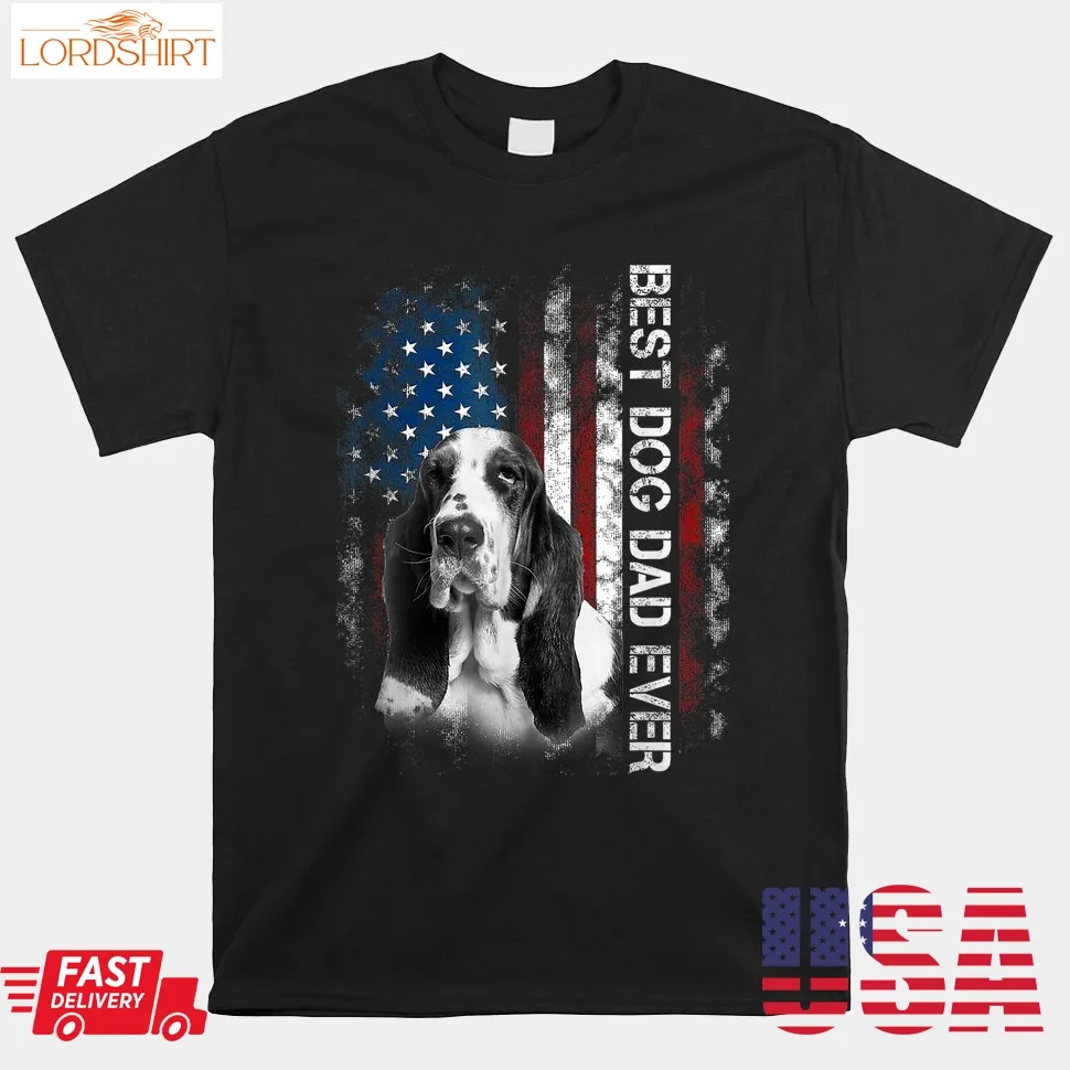 Basset Hound Dad Vintage American Flag Shirt