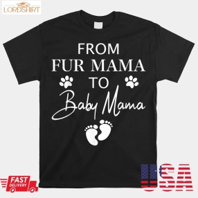 From Fur Mama To Baby Mama Dog Cat Owner New Mom Pregnant Shirt