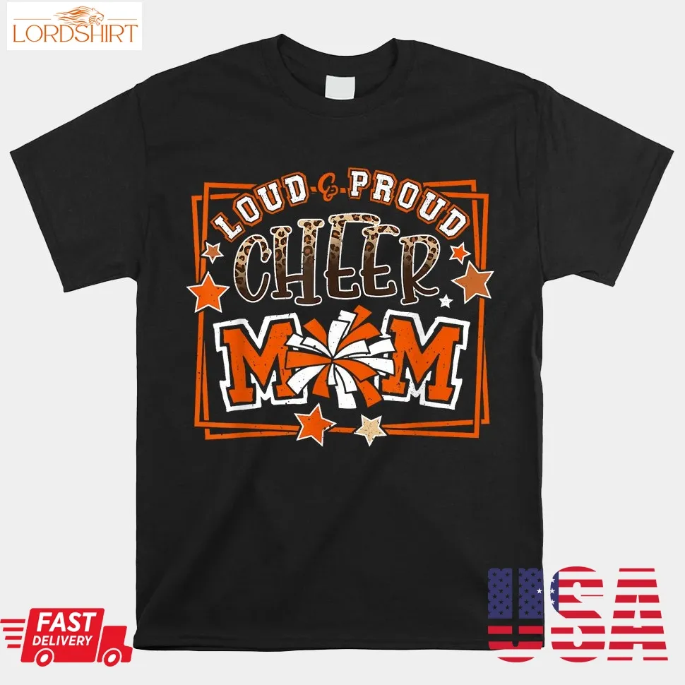 Loud And Proud Cheer Mom Orange Team Leopard Shirt