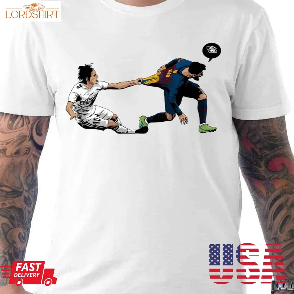 Luka Modric Leo Messi Illustration Funny Moment In Football Shirt