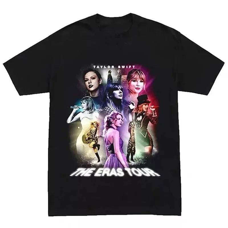 Black Taylor Swift The Eras Tour Letter Printed T-shirt Short Sleeve Printed Tee