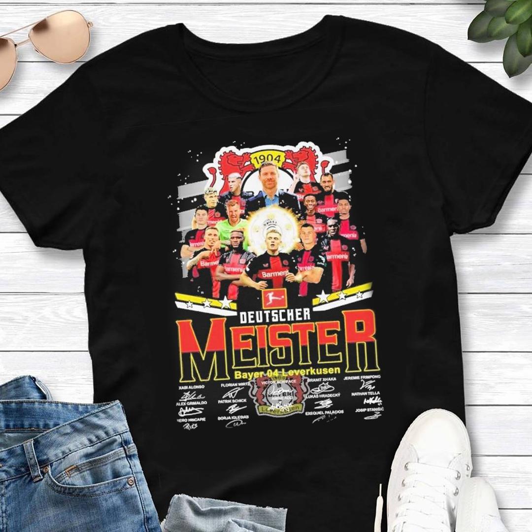 Deutscher Meister Bayer Leverkusen 2023-2024 Player Signatures T-Shirt