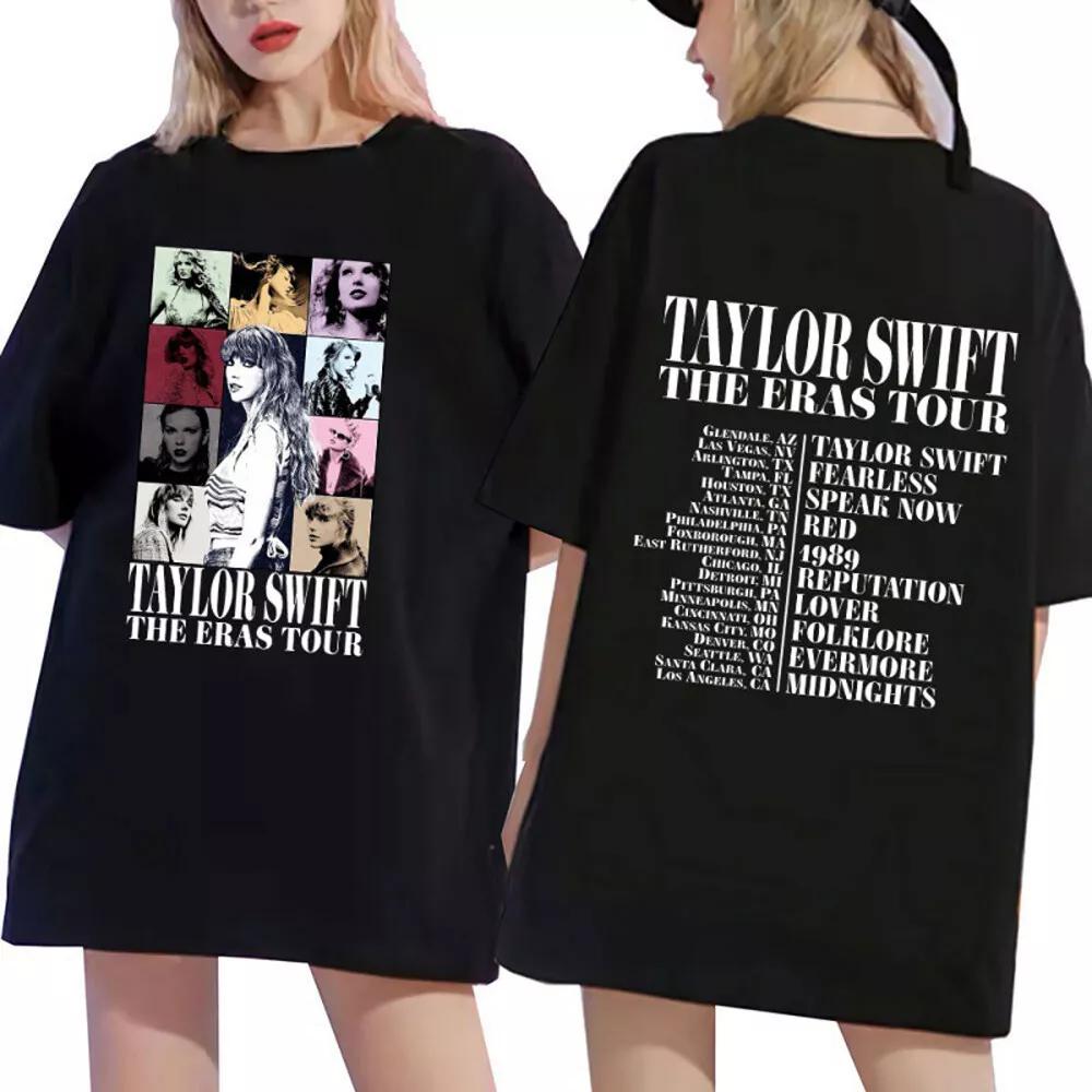 Eras Tour Sleeve Swiftie Fan Concert Taylor Swift Print T-shirt Unisex Short